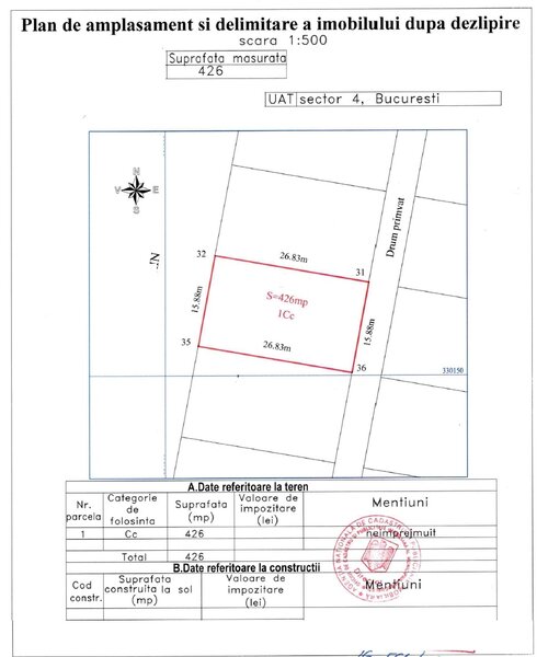 Berceni- zona Persu, str.Postalionului- Dealu Corbului, capat STB 241,